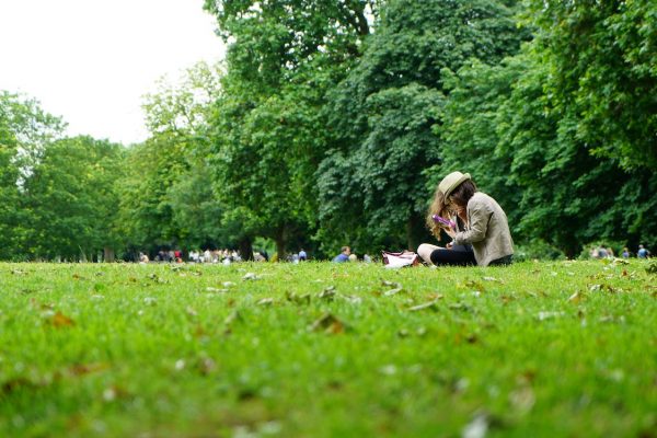 ladies sitting in a park
