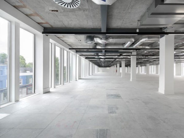 outstanding natural light with floor to ceiling windows in leasehold office space in Kennington